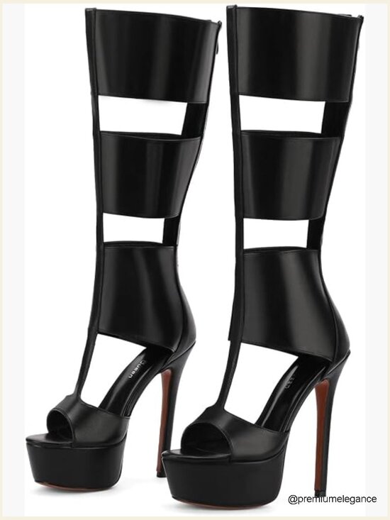 Shoes - Platform Knee High Gladiator Sandals Open Toe Heeled Booties Summer Party